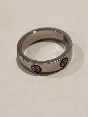 Stainless Steel CZ Accent Ring - Size 5.5